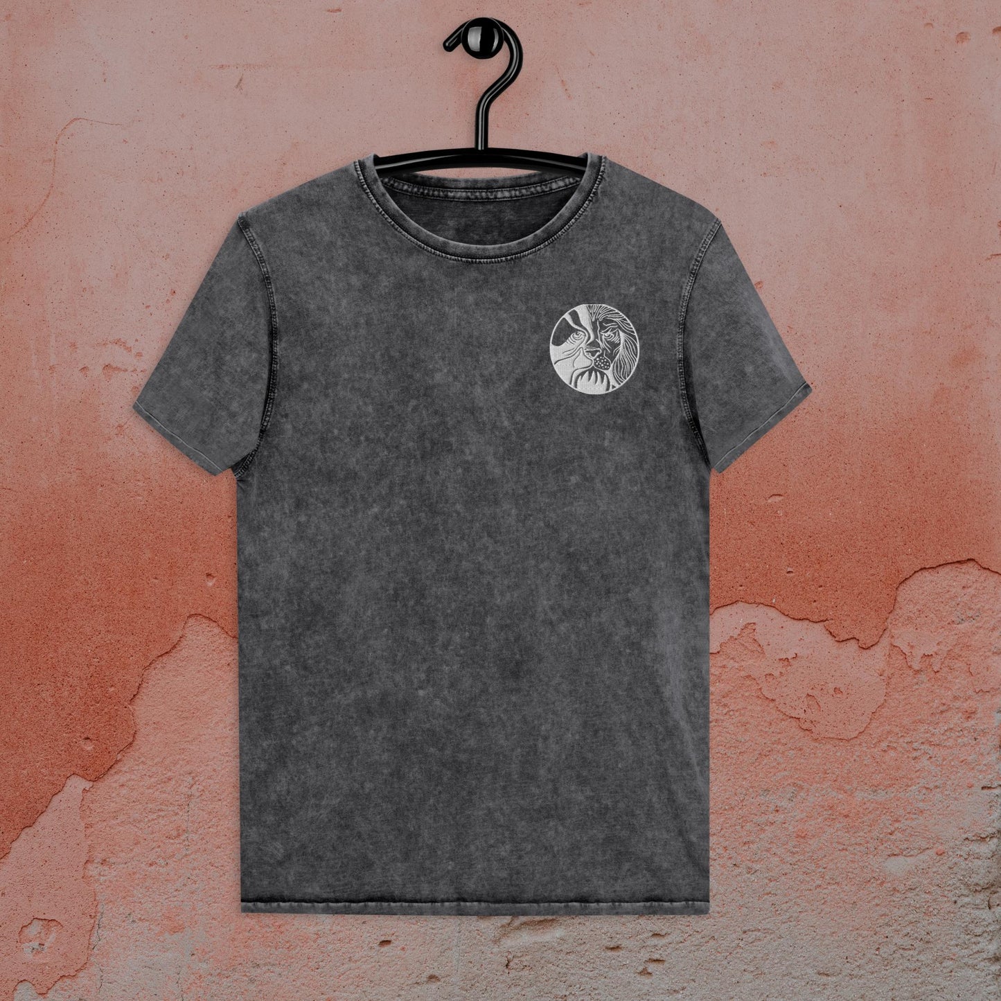 Lionhearted Threads: Roaring Style Denim T-Shirt